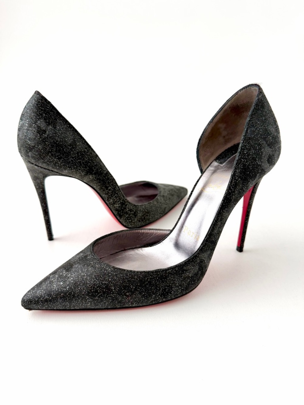 CHRISTIAN LOUBOUTIN || Iriza 100 Flintstar Glitter D’Orsay Heels EU 37.5 - Picture 2 of 14
